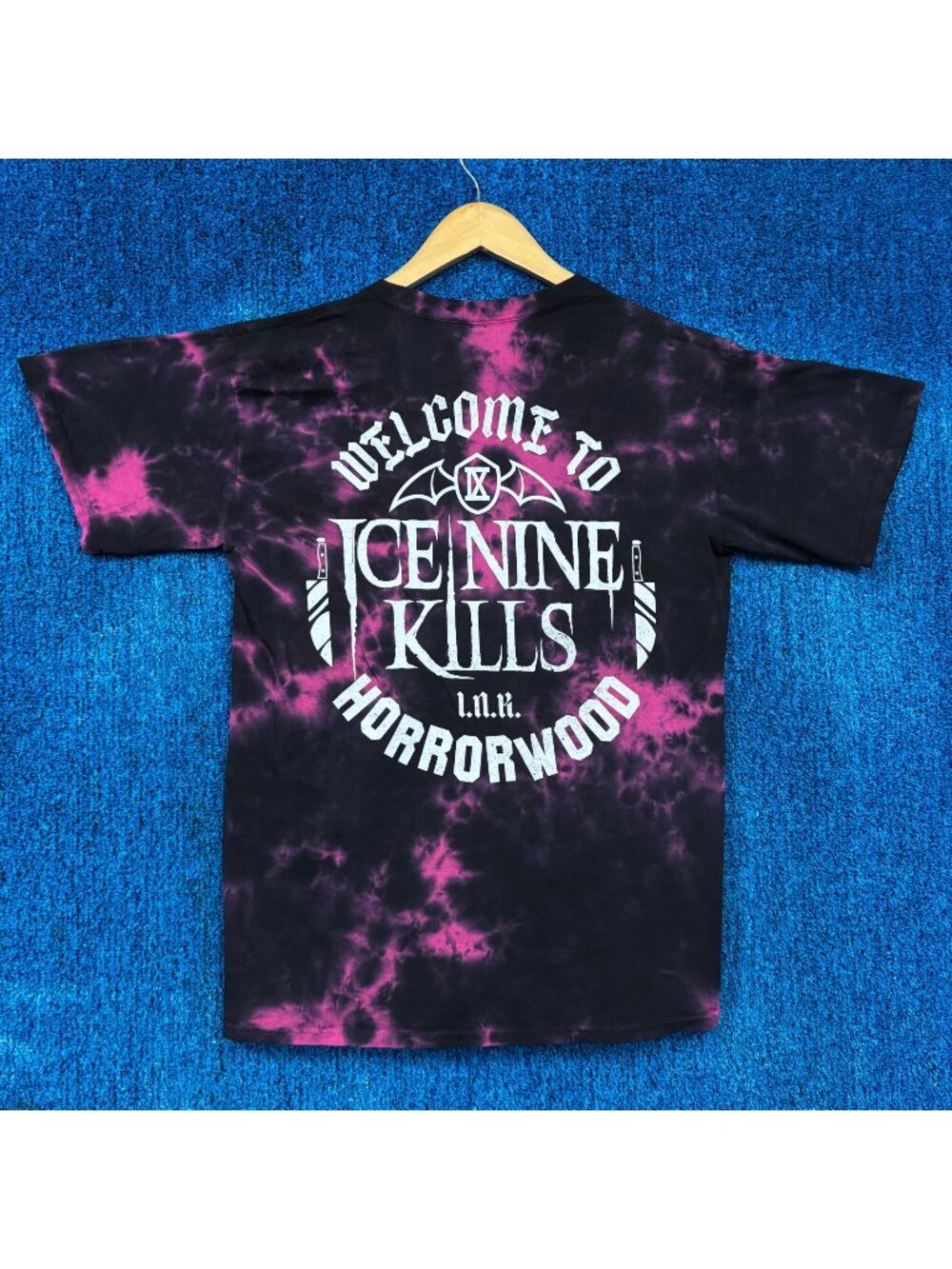 Ice Nine Kills Horrorwood Rock Pink/Black Tie-Dye T-Shirt Size Medium